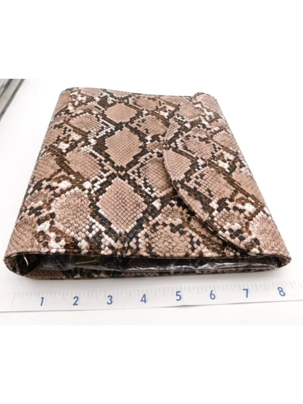 Faux Snakeskin 6 Ring Planner Binder Organizer Folio Refillable Brown Beige